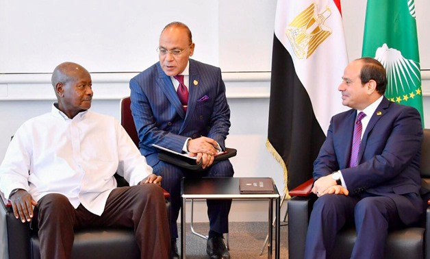 President Abdel fatah al-Sisi (R ) meets with Ugandan counterpart  Yoweri Museveni in Japan, on the sidelines of  2019 Tokyo International Conference on Africa's Development (TICAD)- Press photo