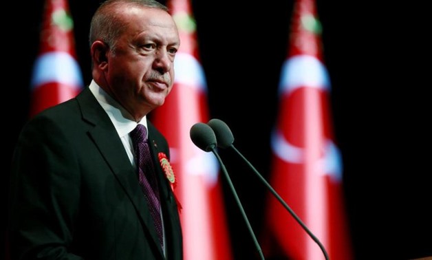 FILE: Recep Tayyip Erdogan makes a speech during the new judicial year's opening ceremony in Ankara, Turkey, September 2, 2019. Murat Cetinmuhurdar/Presidential Press Office/Handout via REUTERS
