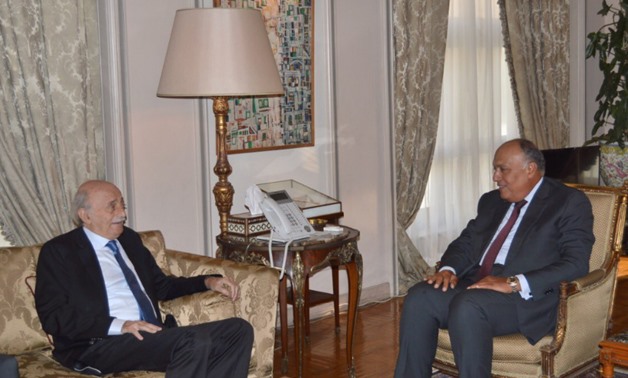 Egypt's Foreign Minister Sameh Shoukry received on Wednesday head of the PSP Walid Jumblatt - Press photo