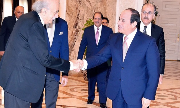 President Abdel Fatah al-Sisi receives Walid Jumblatt, leader of Lebanon's Progressive Socialist Party - Press photo