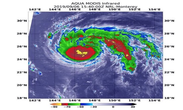 Typhoon Faxai satellite image: Faxai through Tuesday (Image: AccuWeather)
