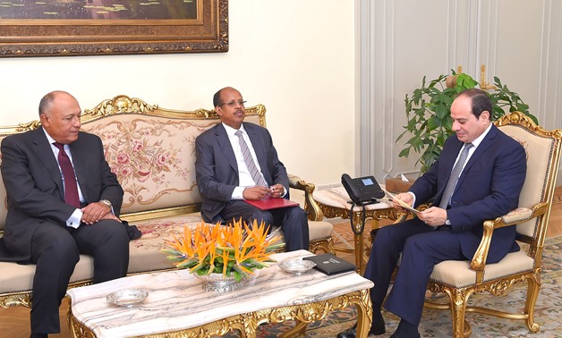 President Abdel Fatah al-Sisi meets with Djibouti Foreign Minister Mahamoud Ali Youssouf in Cairo on September 12, 2019, press photo