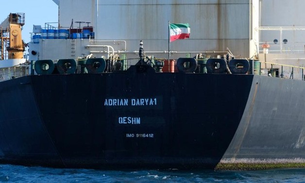 In this file photo taken on August 18, 2019 an Iranian flag flutters on board the Adrian Darya oil tanker, formerly known as Grace 1, off the coast of Gibraltar. (AFP)
