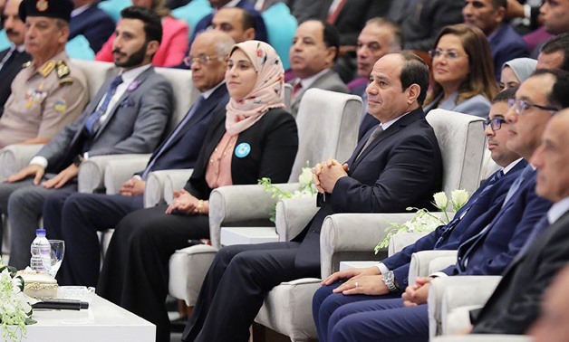 President Abdel Fattah al-Sisi during the second session at the 8th edition of the National Youth Conference in Cairo- press photo