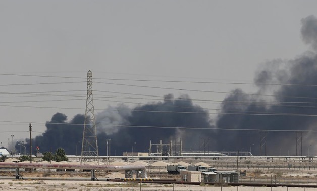 FILE PHOTO: Smoke is seen following a fire at Aramco facility in the eastern city of Abqaiq, Saudi Arabia, September 14, 2019. REUTERS/Stringer/File Photo
