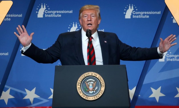FILE PHOTO: U.S. President Donald Trump speaks at the 2019 House Republican Conference Member Retreat dinner in Baltimore, Maryland, U.S., September 12, 2019. REUTERS/Leah Millis/File Photo
