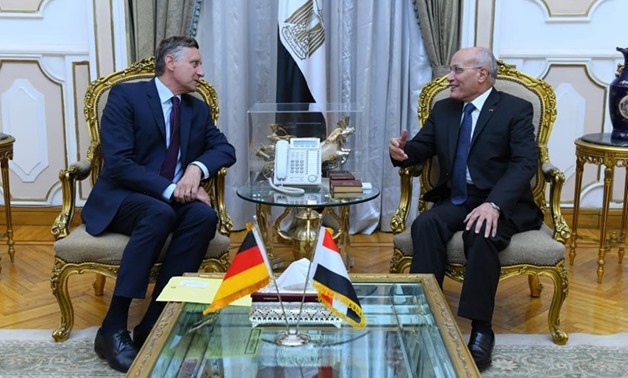 State Minister for Military Production Mohamed el-Assar discussed with the newly-appointed German ambassador to Cairo issues of mutual cooperation between the two countries - Press photo