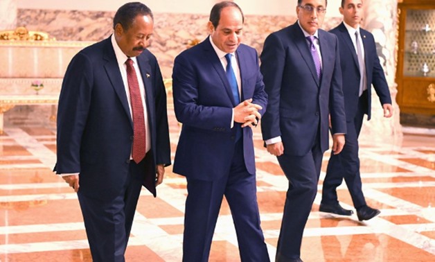 President Abdel Fatah al-Sisi receiving Sudan’s Prime Minister Abdalla Hamdok in Cairo - Press photo