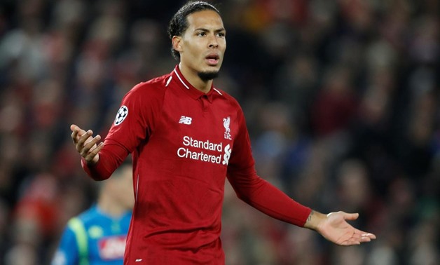 Soccer Football - Champions League - Group Stage - Group C - Liverpool v Napoli - Anfield, Liverpool, Britain - December 11, 2018 Liverpool's Virgil van Dijk reacts Action Images via Reuters/Carl Recine