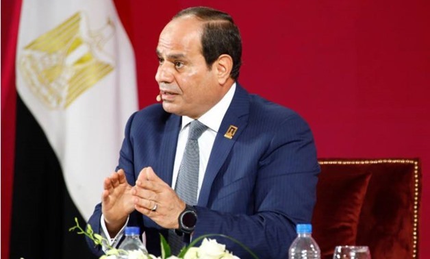 FILE- President Abdel Fatah al-Sisi during a conference in Egypt 
