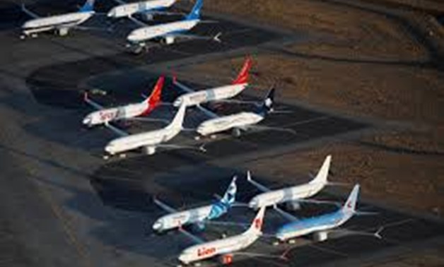 FILE PHOTO: An aerial photo shows Boeing 737 MAX aircraft at Boeing facilities at the Grant County International Airport in Moses Lake, Washington, September 16, 2019. REUTERS/Lindsey Wasson

