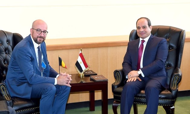President Abdel Fattah El Sisi met with Belgian Prime Minister Charles Michel on Monday on the sidelines of the 74th Session of the UNGA meetings in New York- press photo