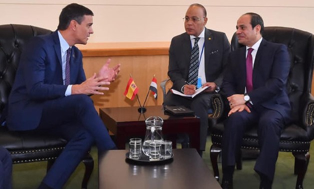 President Abdel Fattah al-Sisi met on Tuesday with Spain Prime Minister Pedro Sánchez on the sidelines of the 74th session of the United Nations General Assembly (UNGA) in New York