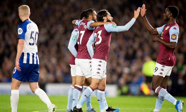 Aston Villa players celebrate scoring, photo courtesy of Aston Villa Website 