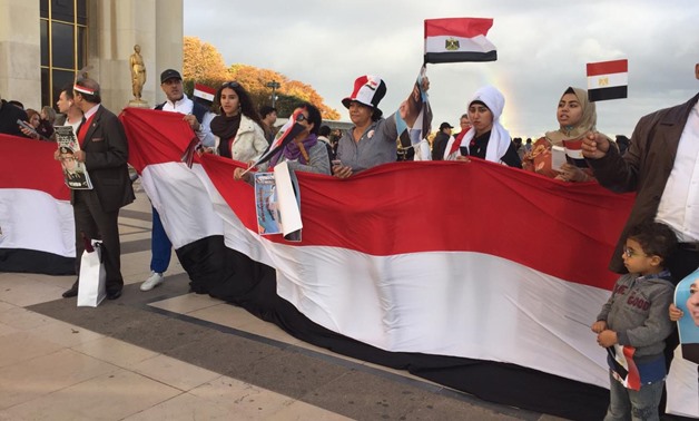 The youth of the Egyptian community in some EU countries such as Italy, Spain and France gathered on Monday in support of President Abdel Fatah al-Sisi - press Photo