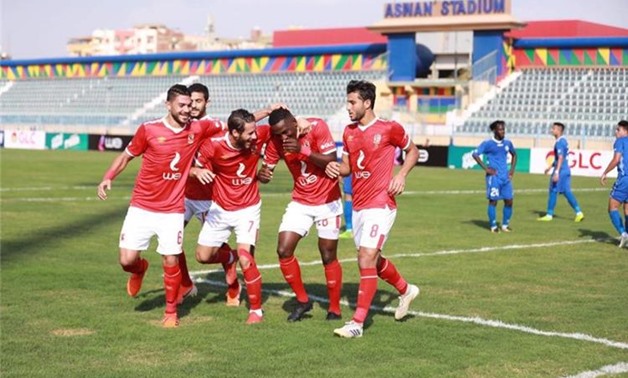 Al-Ahly players celebrate Junior Ajayi's goal 
