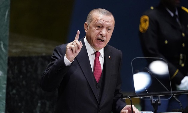 FILE PHOTO: Turkey's President Recep Tayyip Erdogan addresses the 74th session of the United Nations General Assembly at U.N. headquarters in New York City, New York, U.S., September 24, 2019. REUTERS/Carlo Allegri