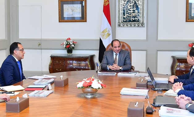 President Abdel Fattah El Sissi in a meeting with the Minister of Finance, The Prime Minister and other concerned Ministers on October 12, 2019- press photo