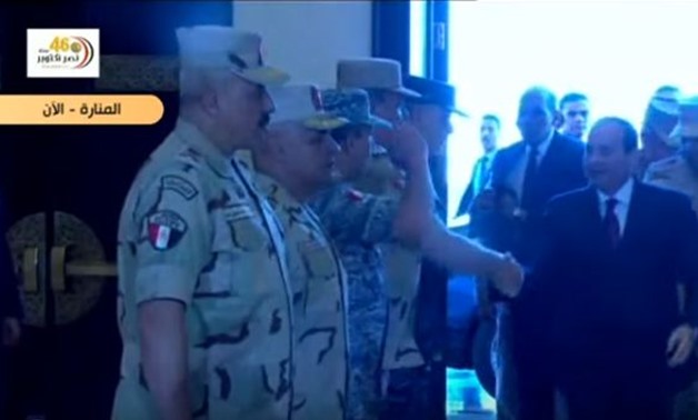 President Abdel Fattah al-Sisi on Sunday arrived at Al-Manara International Conference Center to attend the 31st educational seminar of the Armed Forces - Screenshot