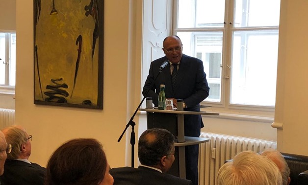 Shoukry was delivering a speech on Monday during a lecture titled "Foreign Policy of Egypt" at the Foreign Policy and United Nations Association of Austria (UNA-Austria- press photo