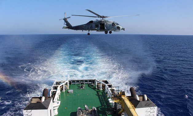 Egyptian naval vessel taking part on the joint naval and air drill between Egypt, Cyprus and Greece on June 27, 2018 - Press photo/Egyptian Armed Forces spokesperson Facebook page
