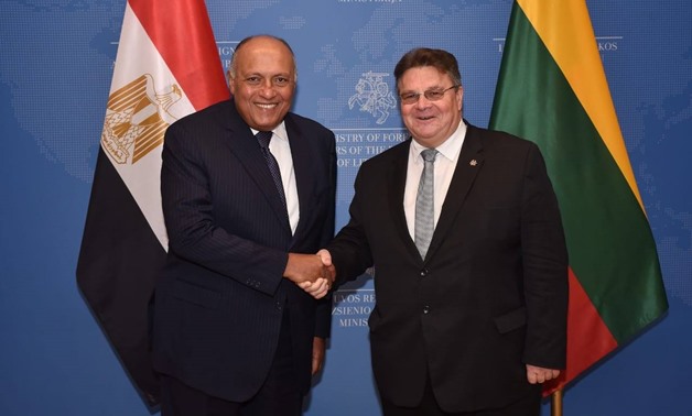 Foreign Minister Sameh Shoukry met with his Lithuanian counterpart on Wednesday in Lithuania's capital of Vilnius - Courtesy of the Egyptian Foreign Ministry