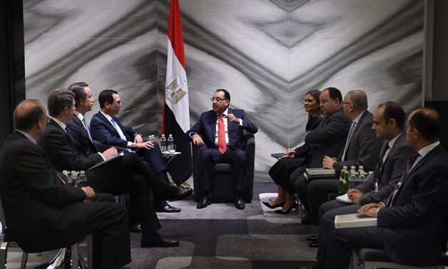 US Treasury Secretary Steven Mnuchin meets with Egypt's Prime Minister Mostafa Madbouly; Sahar Nasr, Egypt's minister of investment and international cooperation; Mohammed Mai't, Egypt's minister of finance; and Yasser Reda, Egypt's Ambassador to Washingt