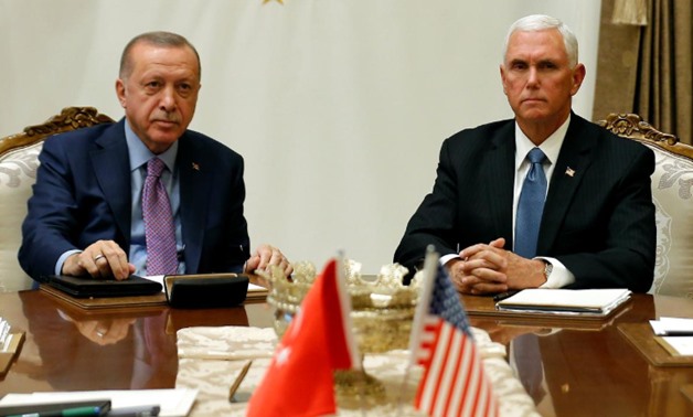 Vice President Mike Pence with Turkish President Tayyip Erdogan, Oct. 17, 2019 - Reuters
