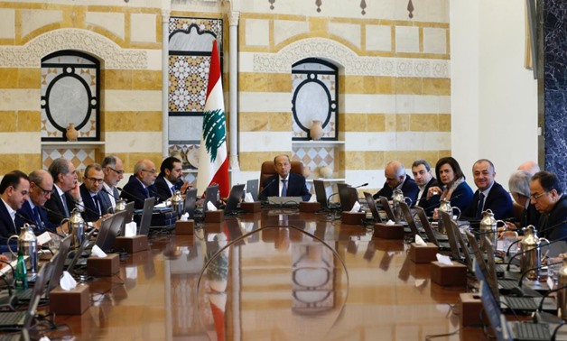 Lebanon's President Michel Aoun presides a cabinet session at the Baabda palace, Lebanon October 21, 2019. REUTERS/Mohamed Azakir
