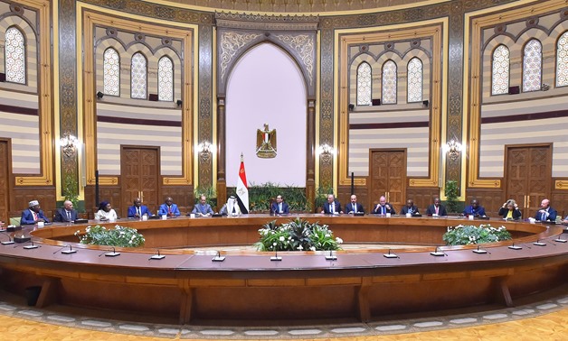President Abdel Fatah al-Sisi meets with the representatives of delegations participating in the second edition of Cairo Water Week 2019 -  Press photo  