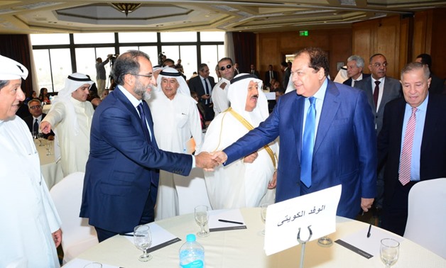Egyptian business and statesman and head of the Arab Investors Union, Mohamed Abou el Enein with Emir of Kuwait Sabah Al-Ahmad Al-Jaber Al-Sabah- press photo
