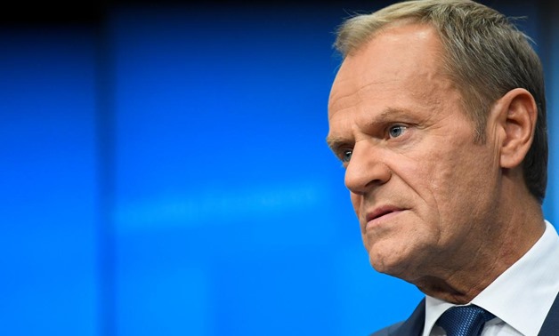 FILE PHOTO: European Council President Donald Tusk looks on during a joint news conference with European Commission President Jean-Claude Juncker at the end of the European Union leaders summit dominated by Brexit, in Brussels, Belgium October 18, 2019. R