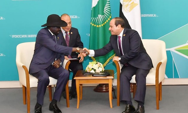 South Sudan’s President Salva Kiir meets with President Abdel Fattah al-Sisi on the sidelines of the Russia-Africa Forum in Sochi – Press photo