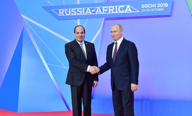 Egyptian President Abdel Fattah al-Sisi on Wednesday evening attended a dinner hosted by Russian President Vladimir Putin in Sochi, Russia - Press photo