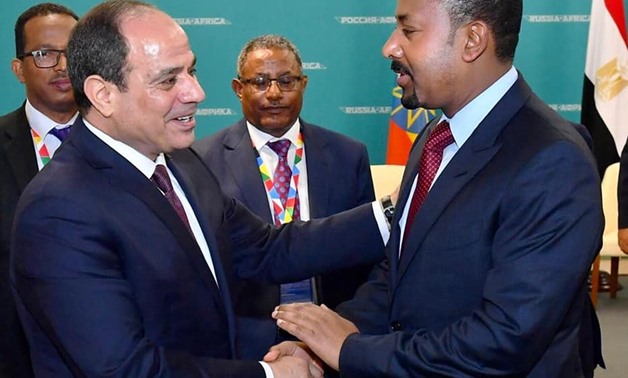 President Abdel Fattah Al-Sisi meets with Ethiopian Prime Minister Abiy Ahmed on the sidelines of the Russia-Africa Forum in Sochi, Russia held from October 23-24 - Courtesy of the Egyptian Presidency