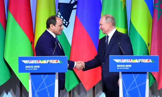 During his meeting with Russian President Vladimir Putin, Sisi affirmed his keenness to deepen the partnership relations between the two countries - Courtesy of the Egyptian Presidency