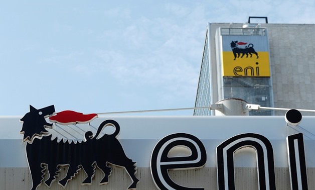 FILE PHOTO: The logo of Italian energy company Eni at a gas station in Rome, Italy September 30, 2018. REUTERS/Alessandro Bianchi/File Photo