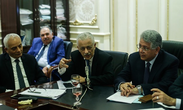 Meeting of education committee in the presence of Minister Tarek Shawki (middle)