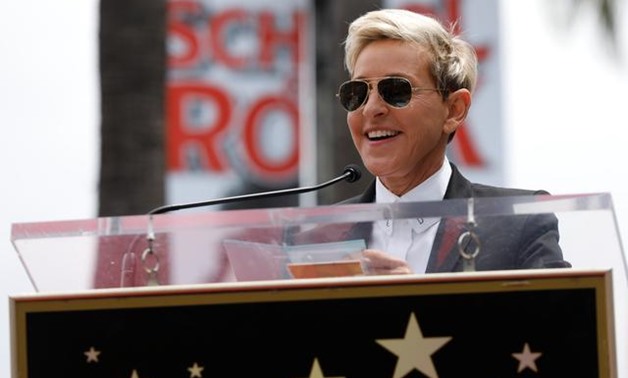 FILE PHOTO: Ellen Degeneres speaks during the ceremony for the unveiling of the star for American boy band *NSYNC on the Hollywood Walk of Fame in Los Angeles, U.S. April 30, 2018. REUTERS/Mario Anzuoni/File Photo.