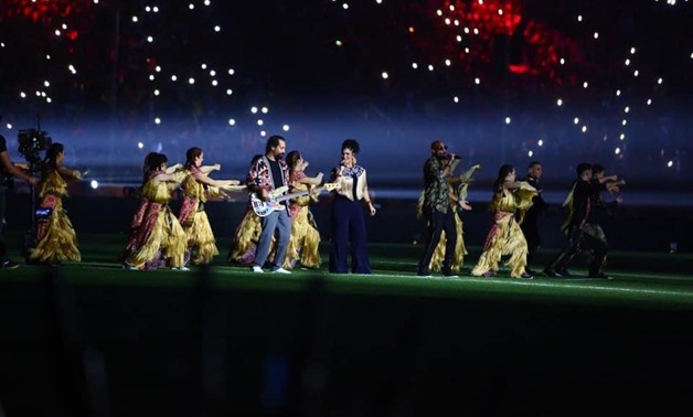 File - Nesma Mahgoub singing at the Africa U-23 Cup of Nations opening ceremony.