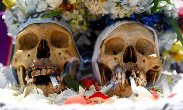 Decorated skulls are seen during the Day of Skulls celebrations in La Paz, Bolivia November 8, 2019. REUTERS/Kai Pfaffenbach
