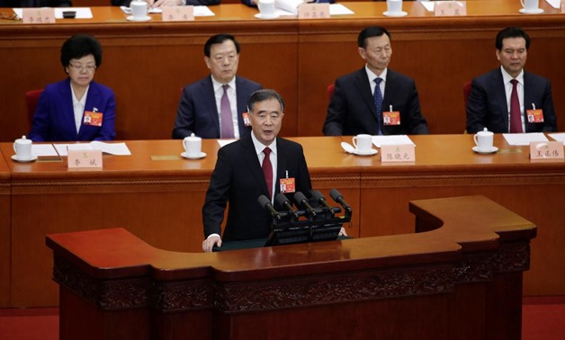 Wang Yang, chairman of the National Committee of the Chinese People's Political Consultative Conference (CPPCC), speaks at the opening session of the CPPCC at the Great Hall of the People in Beijing, China March 3, 2019. REUTERS/Jason Lee
