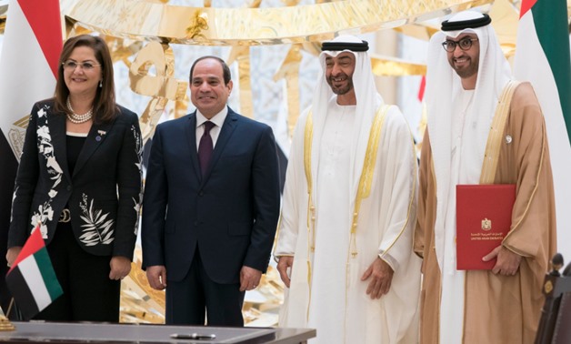 Sisi has arrived in the UAE for a two-day visit starting Wednesday, and was received by Sheikh Mohamed bin Zayed, Abu Dhabi crown prince - Courtesy of Mohamed bin Zayed's Twitter account