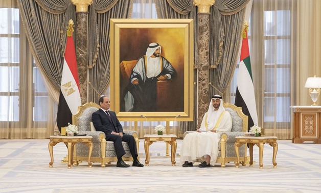 President Abdel-Fatah El Sisi meets with  Sheikh Mohammed Bin Zayed Al Nahyan- photo courtesy of  Sheikh Mohammed Bin Zayed Al Nahyan's Twitter account
