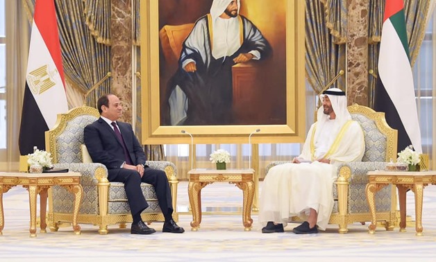 President Abdel Fattah El-Sisi on Thursday concluded his two-day visit to the United Arab Emirates, where he met with Abu Dhabi Crown Prince Mohamed bin Zayed - Press photo