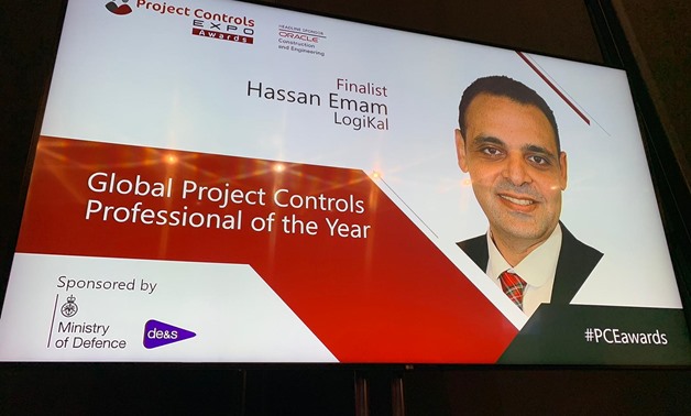Egyptian Engineer Hassan Emam received the highest award dedicated to project planning and management engineers, the Global Award for Project Controls Innovation - Press photo