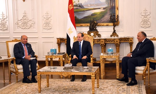 Sisi meets with Suma Chakrabarti, EBRD's president, on the sidelines of the Investment for Africa Forum in the New Administrative Capital - Courtesy of the Egyptian Presidency