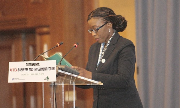 Photo: Dr Vera Songwe, the executive secretary of the United Nations Economic Commission for Africa (UNECA), addressing Africa Business and Investment Forum in Addis Ababa on January 30 on the margins of the African Union (AU) Summit. Credit: Jessica Hope
