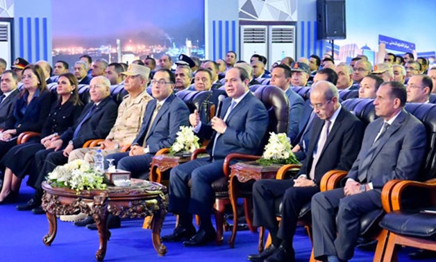 President Abdel Fatah al-Sisi speaking in the inauguration of 10 projects in Damietta on December 3, 2019. Press Photo 
