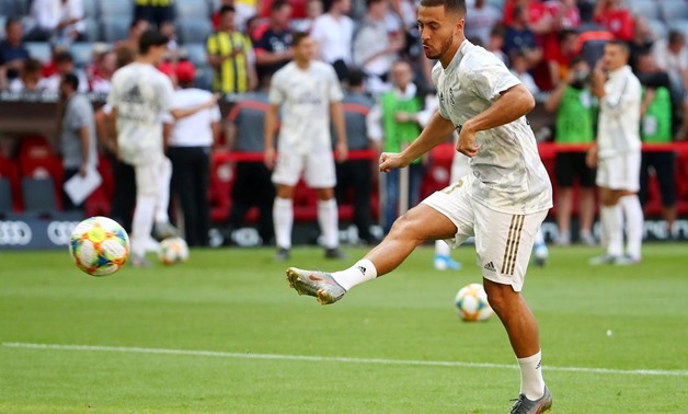 FILE PHOTO: Soccer Football - Audi Cup - Real Madrid v Tottenham Hotspur - Allianz Arena, Munich, Germany - July 30, 2019 Real Madrid's Eden Hazard during the warm up before the match REUTERS/Michael Dalder
